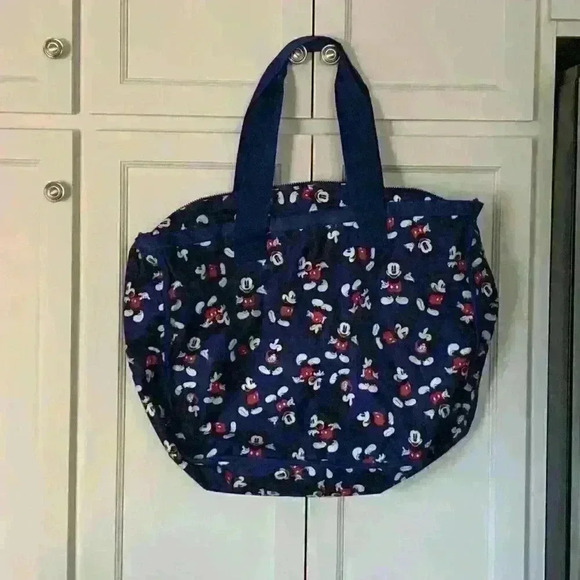 Mickey Mouse Cooler Bag Tote Blue Picnic Disney Store All Over Print Large EUC - Picture 1 of 3